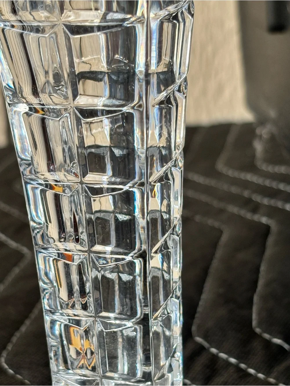 Cristal d’ Arques Crystal Bud Vase 6.25”h Elegant Small Vase Square Geometric
